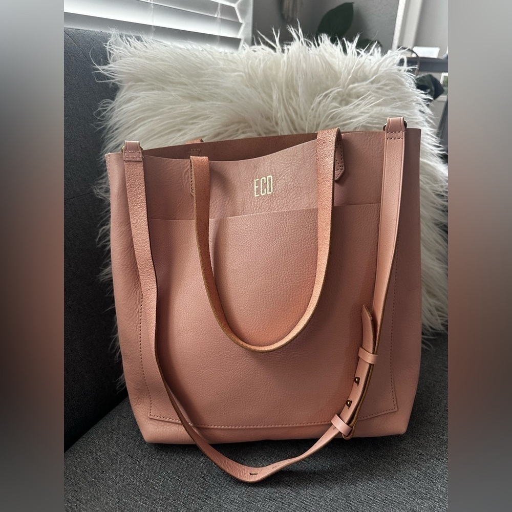 Madewell Womens  Medium Transport Tote Bag Purse Light Pink Leather